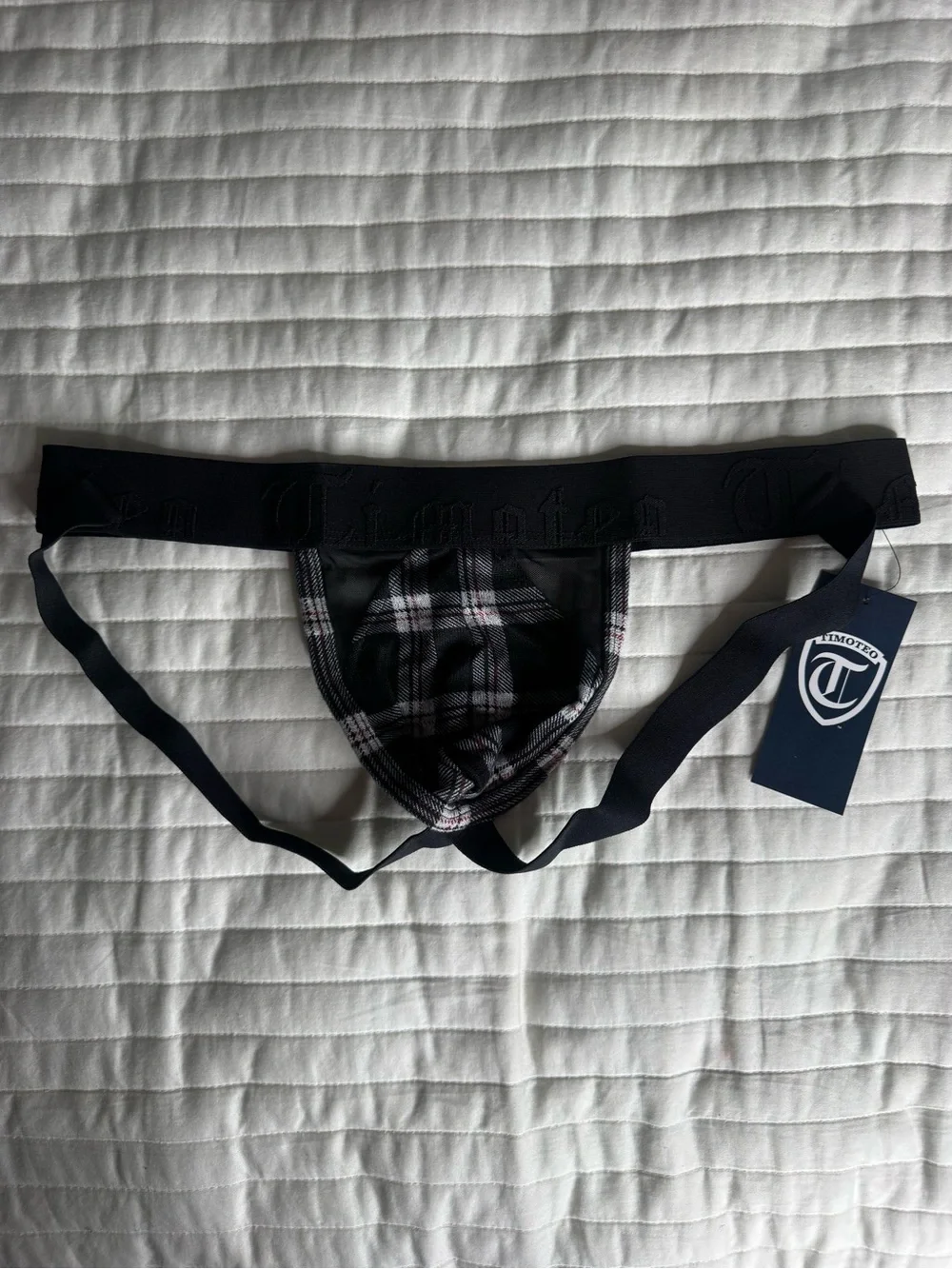 TIMOTEO Black Plaid Men's Brief Jockstrap - Supportive Fit